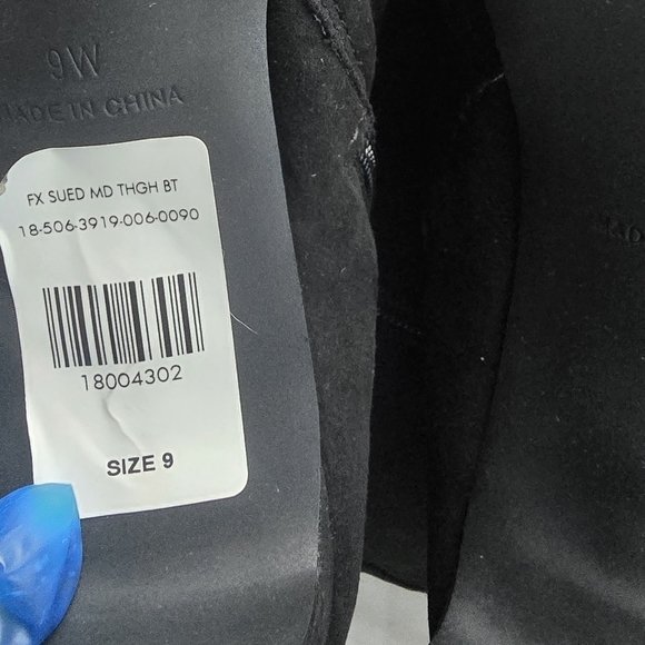 Nadia x FTF Mid Thigh Boots Women Sz 9W Black Ophelia Suede Back Laces New - Picture 10 of 14